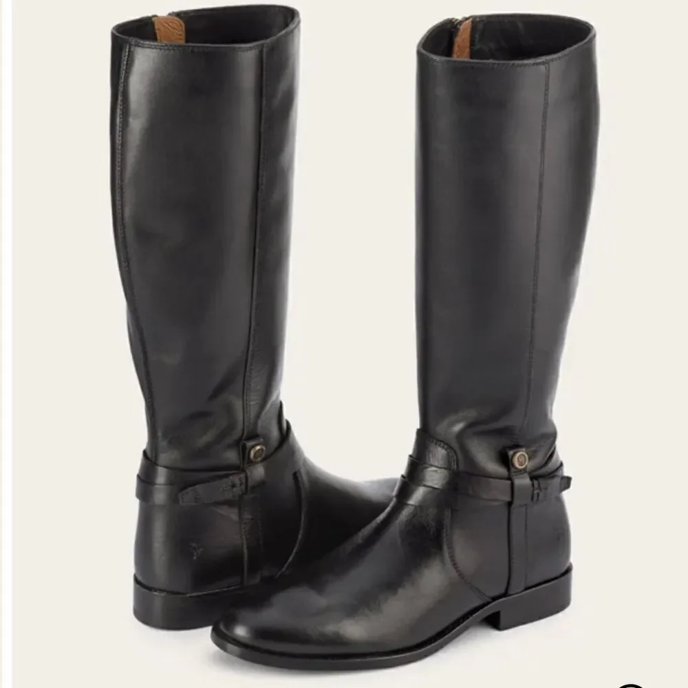 Frye Melissa Belted Tall Boots Size 6.5 Black NEW $358